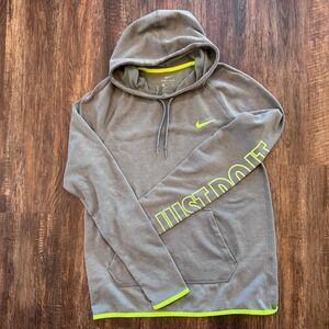 Nike Womens Slogan Dry Fit Hoodie Gray SMALL
